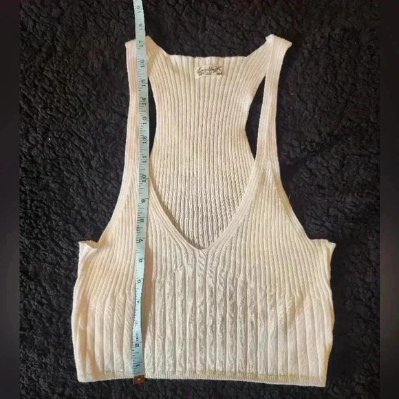 Free People Off-White Deep V-Neck Sleeveless Knit Top, see measurements - Picture 4 of 7